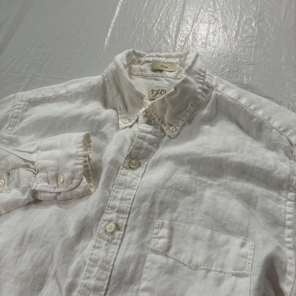 J.Crew Baird McNutt Irish Linen Shirt Mens Medium Slim Fit White Button Down M